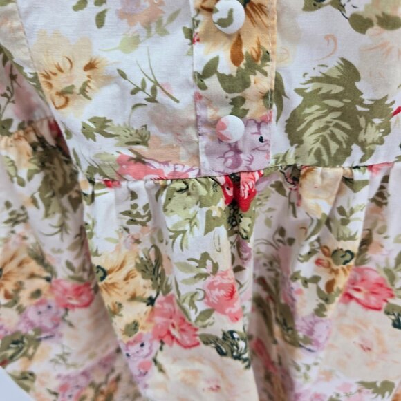 Cotton On Cream Floral Cottagecore Mini Ruched Back100% Cotton Dress Medium - Picture 8 of 10